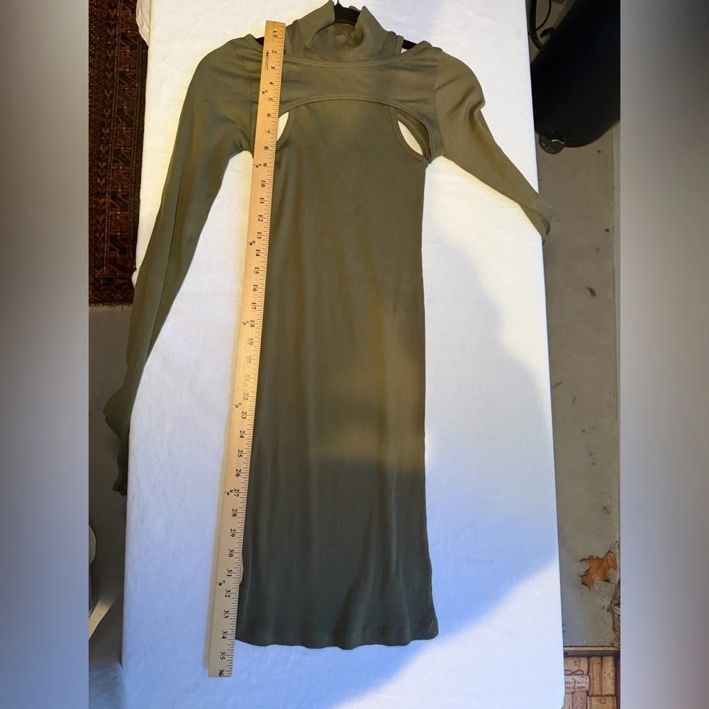 Helmut Lang Olive Long Sleeve Cut-Out‎ Dress